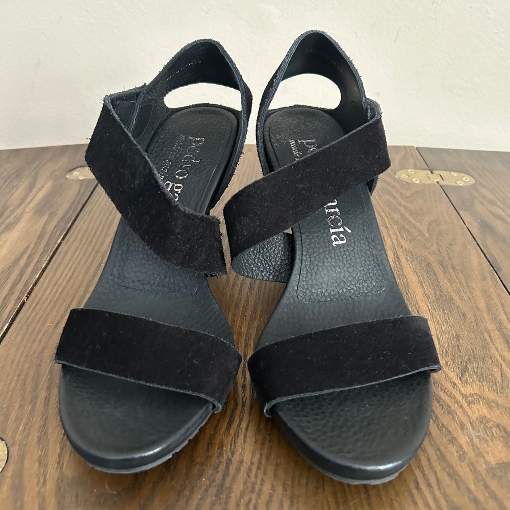 Pedro Garcia Black Suede Kitten Heel Sandals‎ West Size 39/9 Womens - Picture 2 of 8